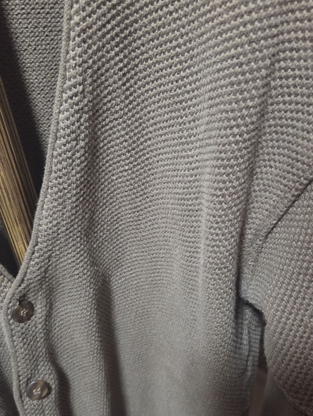 Vintage Y2K Gap Waffle Knit Taupe Cotton Cardigan Size XL - Picture 3 of 5